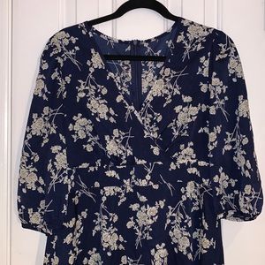 Floral blue mid sleeve dress